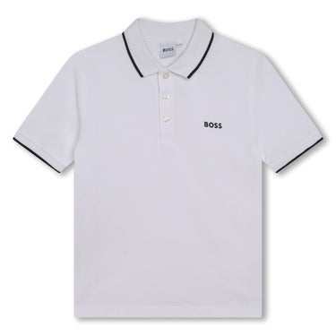 Playera Polo para niños y adolescentes blanca Boss permanent